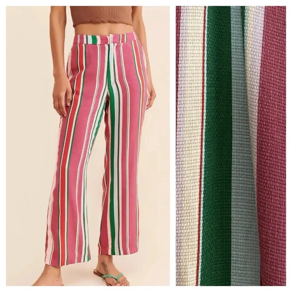 Free People Colorful Stripe La Paz Flare Pants - Picture 1 of 16